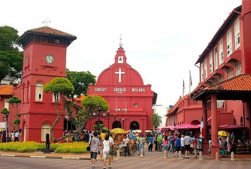 Malacca historical red church and Dutch Square