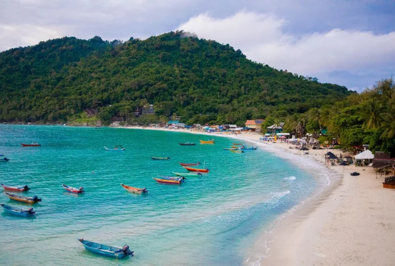 Perhentian Islands crystal clear water with boats